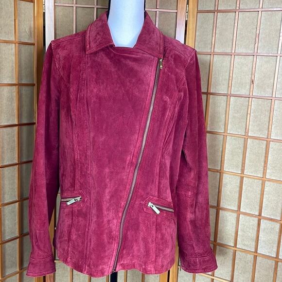 DENNIS BASSO Jacket Coat Suede Leather Motorcycle (Moto) Jacket Coat